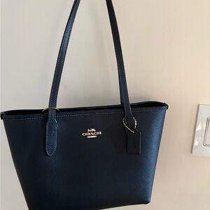 Coach Black Leather mini city Tote bag with Gold Logo